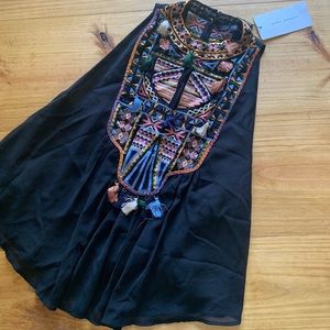 Zara Woman Embroidered Black Top